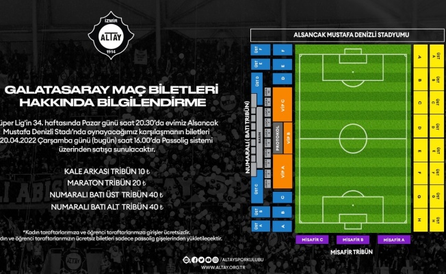 Altay - Galatasaray maçının biletleri satışta